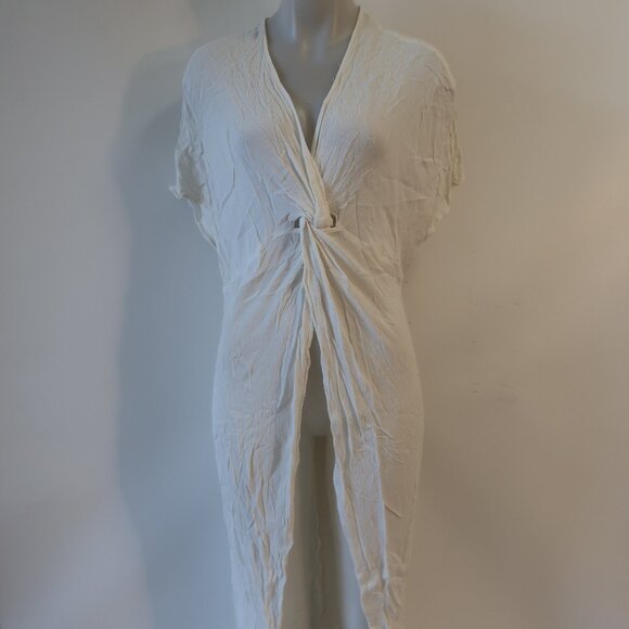 Women Show Me Your Mumu White Front Twist Crinkle Fabric Swim Tunic Cover-Up XS - Picture 1 of 11